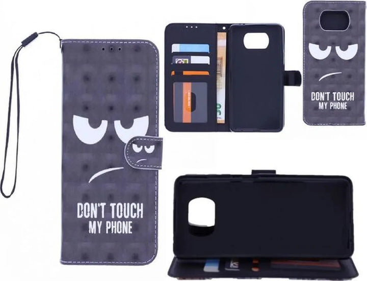 Nokia 5.4 Hoesjes – Bookcase – Magneetsluiting – Print Don't Touch My Phone – Zwart-Ilumina Benelux