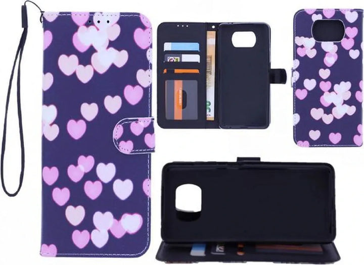 Nokia 5.4 Hoesjes – Bookcase Portemonnee Hoes – Magneetsluiting – Hearts Print-Ilumina Benelux