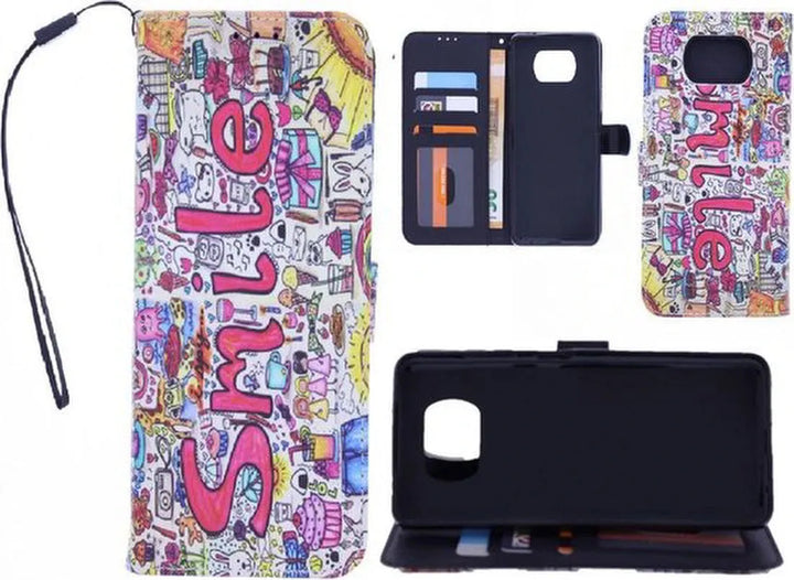 Nokia X10 / X20 Hoesjes – Bookcase Portemonnee Hoes – Magneetsluiting – Smile Graffiti Print-Ilumina Benelux