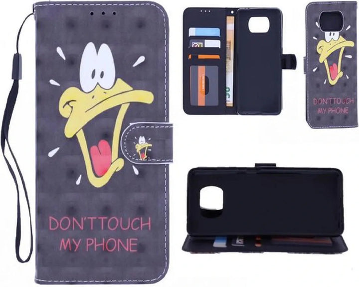 Nokia X10 / X20 Hoesjes – Bookcase Portemonneehoes – Magneetsluiting – Print Don't Touch My Phone Duck – Zwart-Ilumina Benelux
