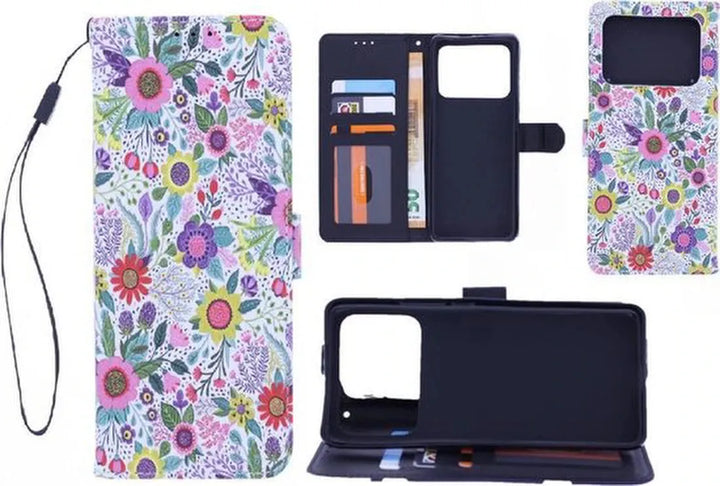 Xiaomi Mi 11 Ultra Hoesjes – Bookcase Portemonnee Hoes – Magneetsluiting – Bloemenprint – Multicolor-Ilumina Benelux