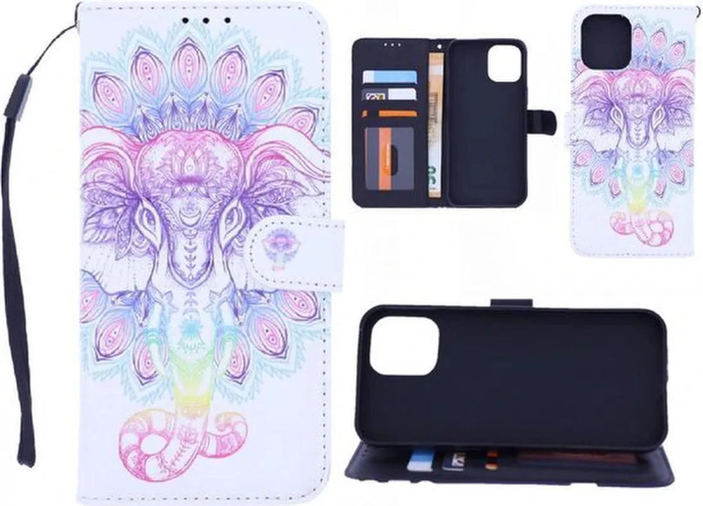 Oppo Reno4 Z Hoesjes – Bookcase Portemonnee Hoes – Magneetsluiting – Elephant 3D Print-Ilumina Benelux
