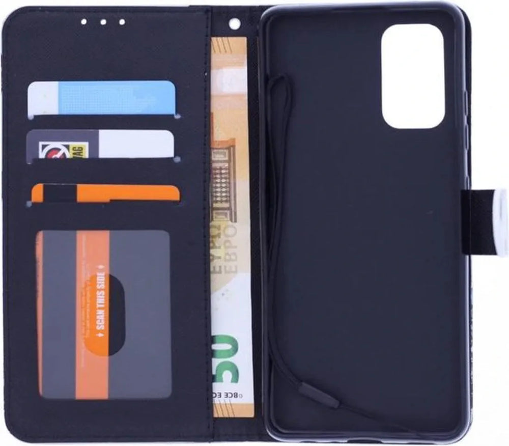 Oppo Find X2 Neo Hoesjes – Bookcase – Print Smile Graffiti – Magneetsluiting-Ilumina Benelux