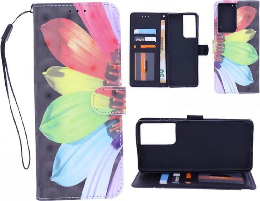 Samsung Galaxy S21 Ultra Hoesjes – 3D Flower Print Backcover – Inclusief 2x Gehard Glas Screenprotector – Transparant-Ilumina Benelux