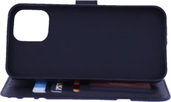 iPhone 12 Pro Hoesjes – Bookcase – 3D Print Don't Touch My Phone – Inclusief 2x Screenprotector – Zwart-Ilumina Benelux