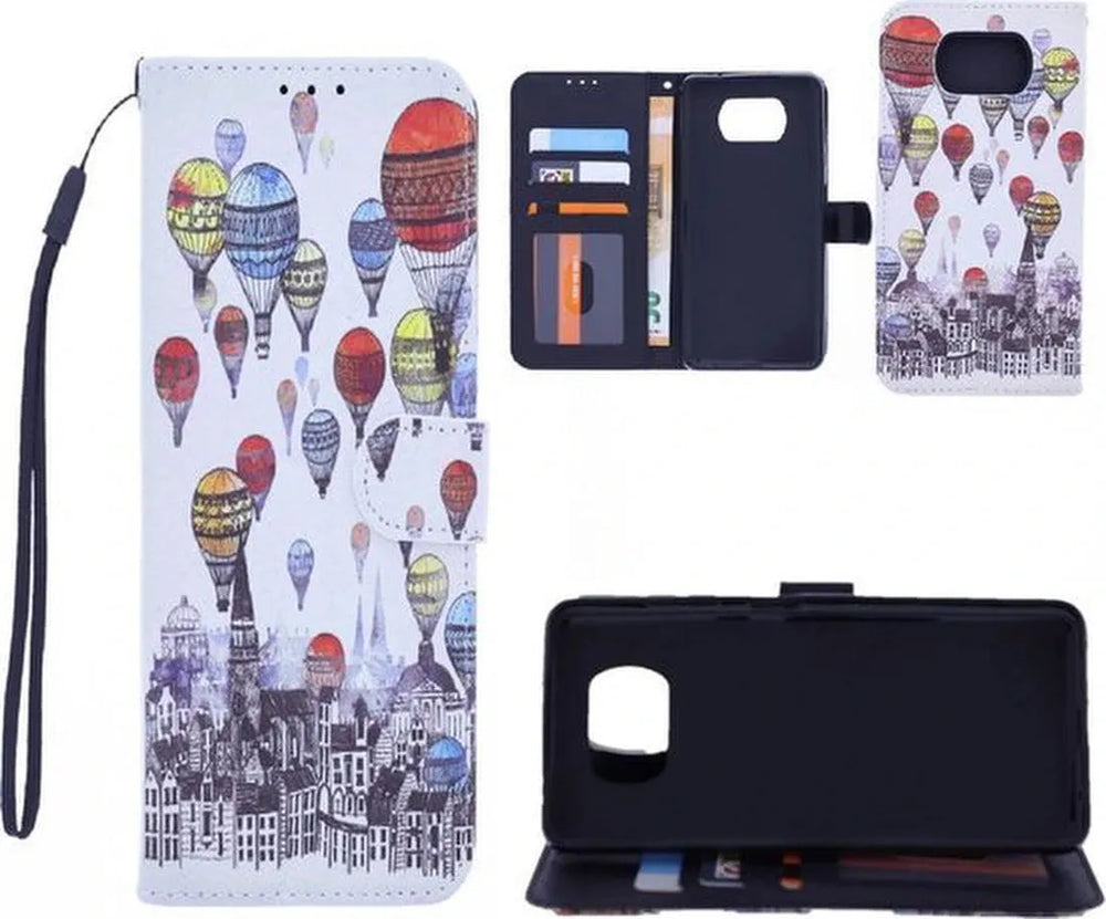 Nokia 2.4 Hoesjes – Bookcase Portemonneehoes – Air Balloon Print – Magneetsluiting – Inclusief 2x Screenprotector-Ilumina Benelux