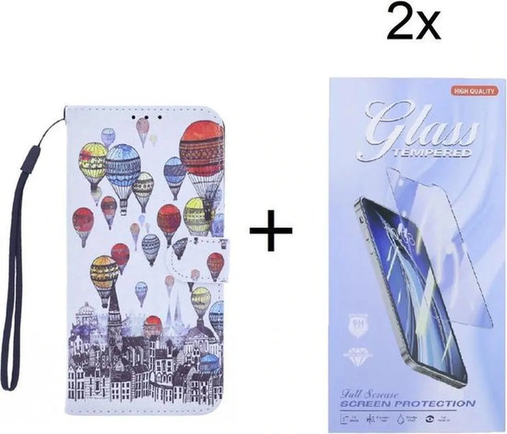 Motorola Moto G100 Hoesjes – Backcover met Print Air Balloon – Inclusief 2x Screenprotector – Schokbestendig – Multicolor-Ilumina Benelux
