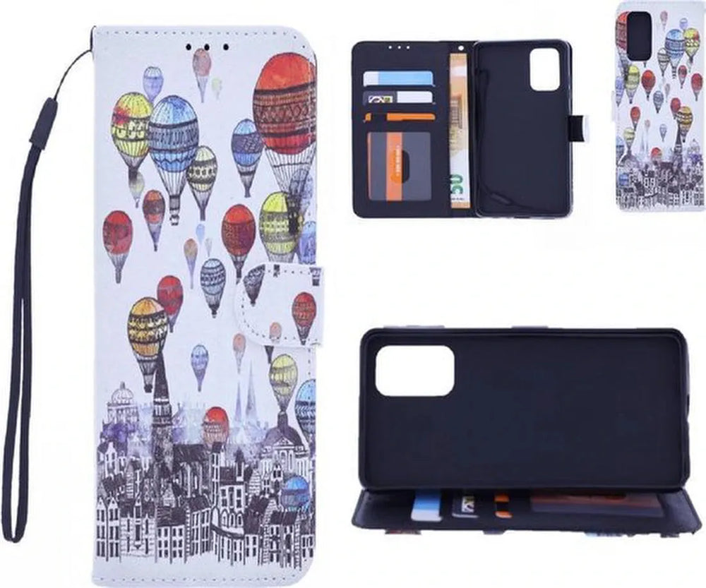 Motorola Moto G100 Hoesjes – Backcover met Print Air Balloon – Inclusief 2x Screenprotector – Schokbestendig – Multicolor-Ilumina Benelux