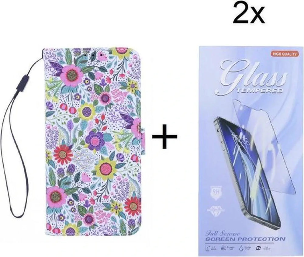 Oppo Reno4 Z Hoesjes – Bookcase Hoes met Bloemenprint – Standfunctie – Magneetsluiting – Inclusief 2x Screenprotector-Ilumina Benelux