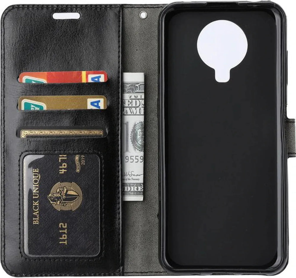 Nokia 5.3 Hoesjes – Bookcase Portemonnee Hoes – Magneetsluiting – 2x Screenprotector – Zwart-Ilumina Benelux