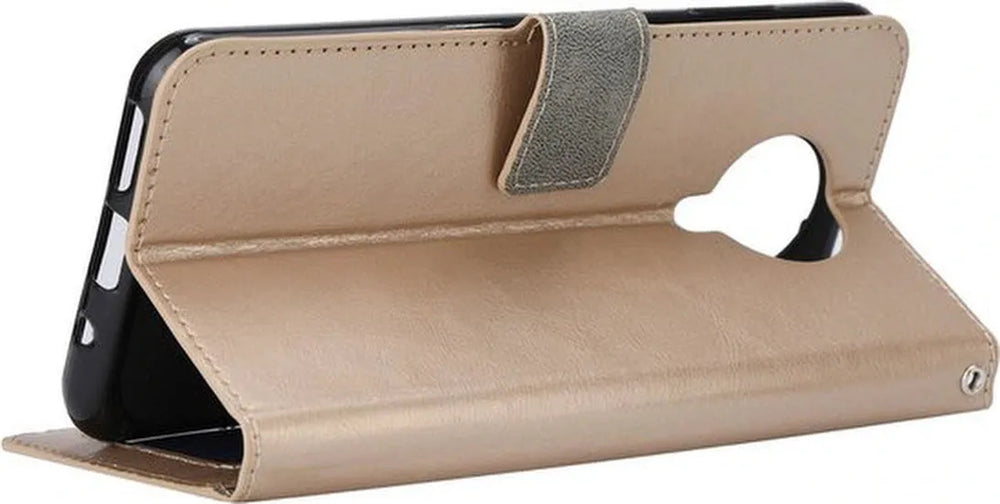 Nokia 5.3 Hoesjes – Bookcase Portemonnee Hoes – Pasjeshouder – Magneetsluiting – Goud-Ilumina Benelux