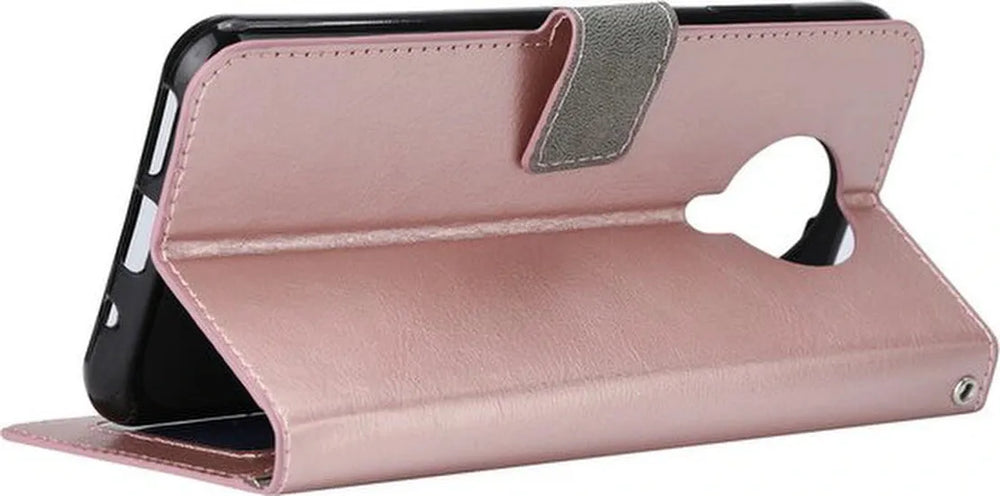 Nokia 5.3 Hoesjes – Bookcase Portemonnee Hoes – Magneetsluiting – Inclusief Screenprotector – Roségoud-Ilumina Benelux