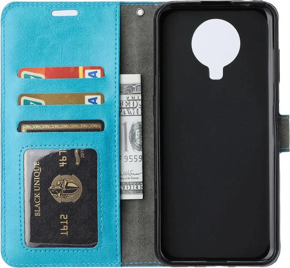 Nokia 5.3 Hoesjes – Bookcase Portemonnee Hoes – Pasjeshouder – Magneetsluiting – Turquoise-Ilumina Benelux