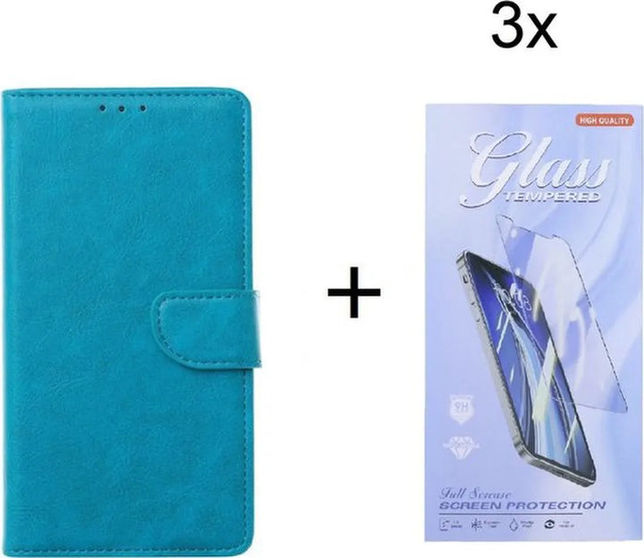 Nokia 5.3 Hoesjes – Bookcase Portemonneehoes – Magneetsluiting – 2x Screenprotector – Turquoise-Ilumina Benelux