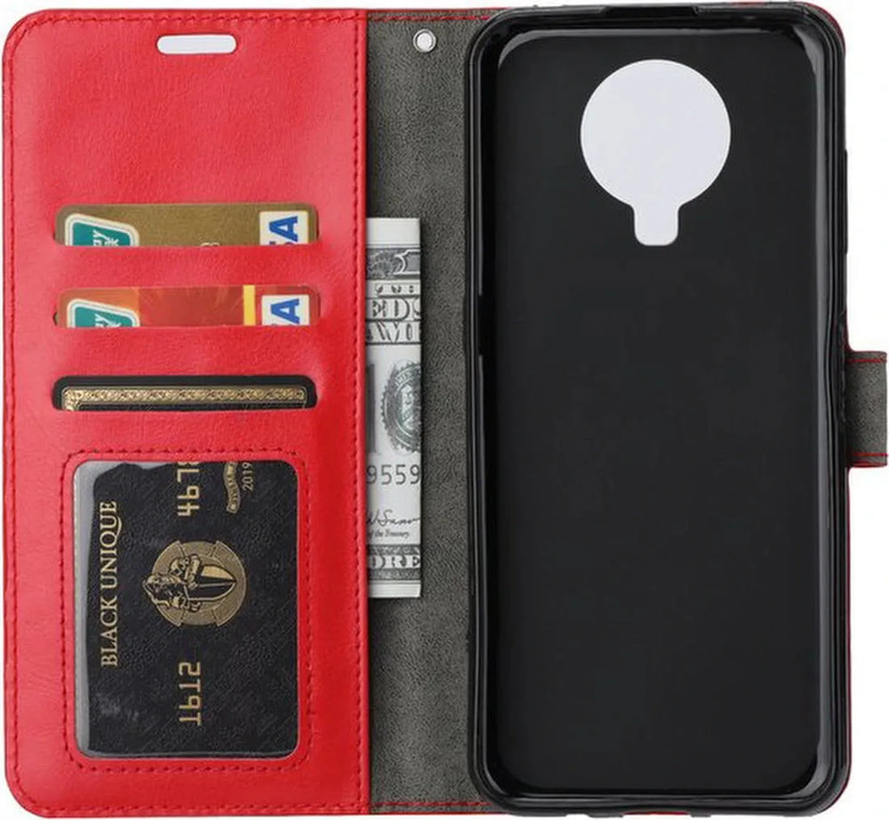 Nokia 5.3 Hoesjes – Bookcase Portemonnee – Magneetsluiting – Inclusief Screenprotector – Rood-Ilumina Benelux