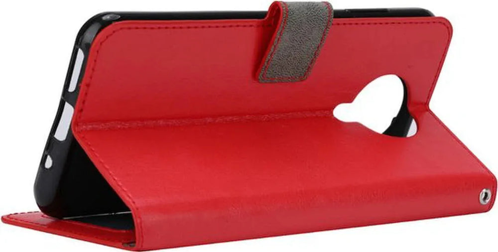 Nokia 5.3 Hoesjes – Bookcase Portemonnee – Magneetsluiting – Inclusief Screenprotector – Rood-Ilumina Benelux