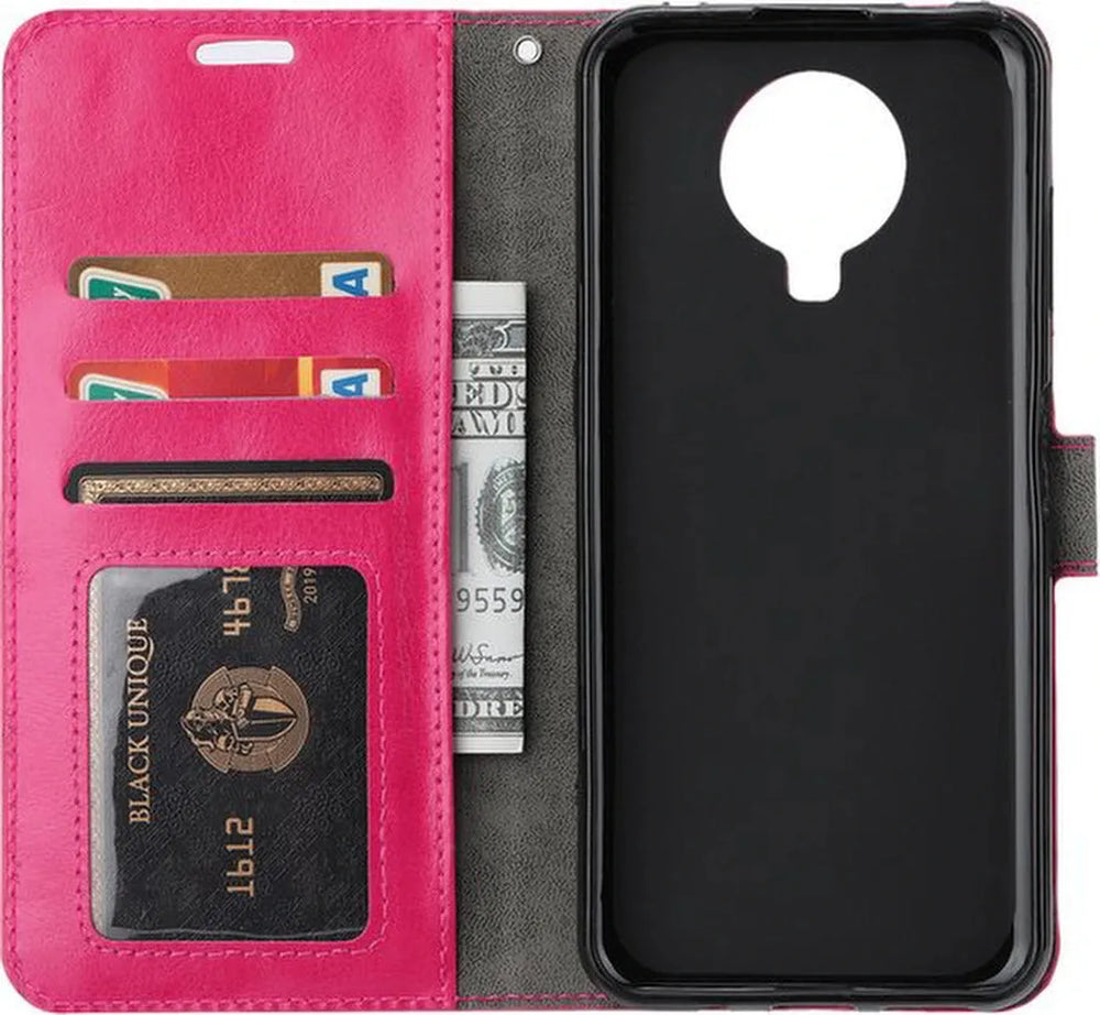 Nokia 5.3 Hoesjes – Bookcase Portemonnee – Magneetsluiting – Inclusief Screenprotector – Roze-Ilumina Benelux