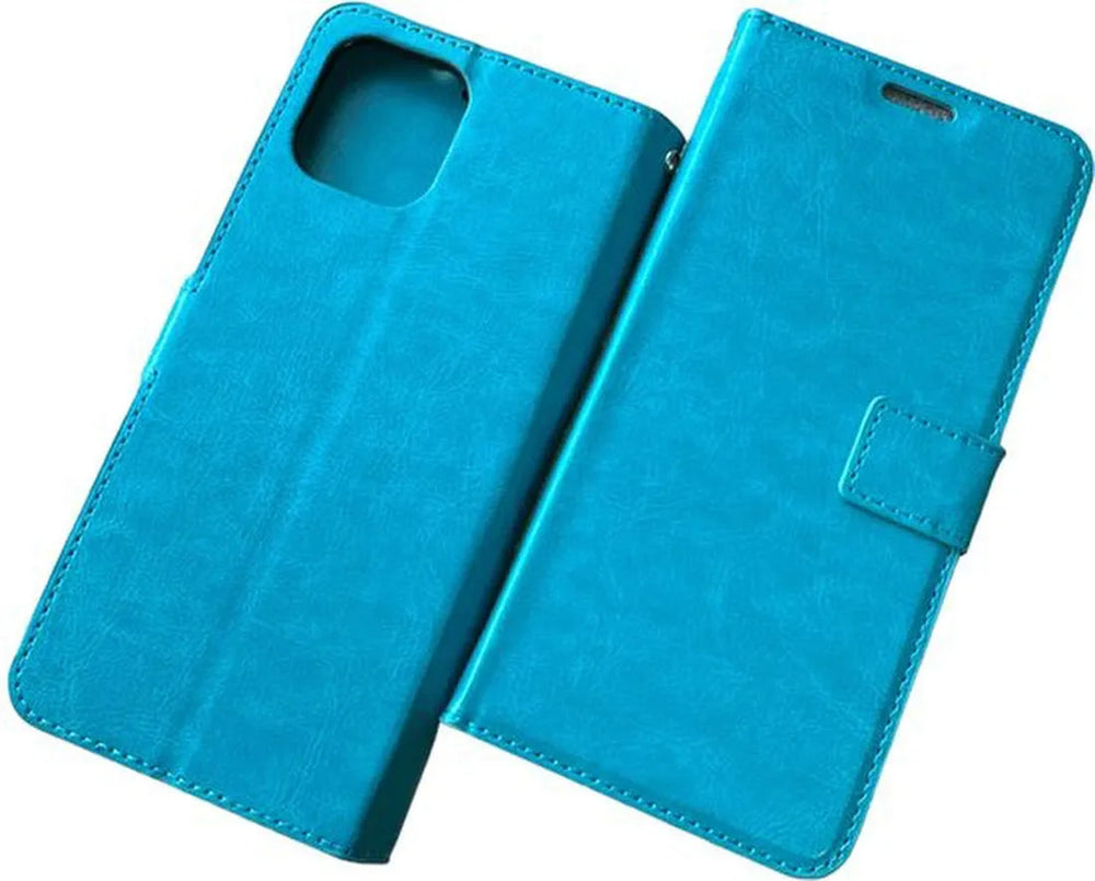 Motorola Edge 20 Lite Hoesjes – Bookcase Portemonnee – Magneetsluiting – Inclusief Screenprotector – Turquoise-Ilumina Benelux