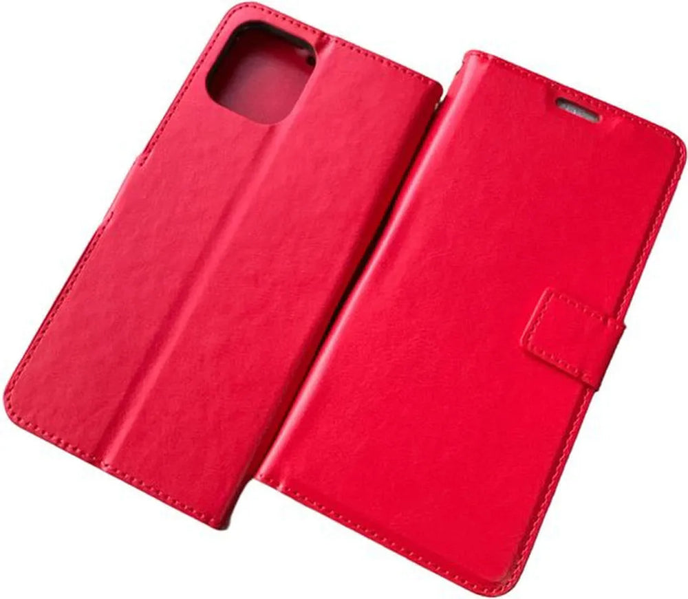 Motorola Edge 20 Lite Hoesjes – Bookcase Portemonnee – Magneetsluiting – 3x Screenprotector – Rood-Ilumina Benelux