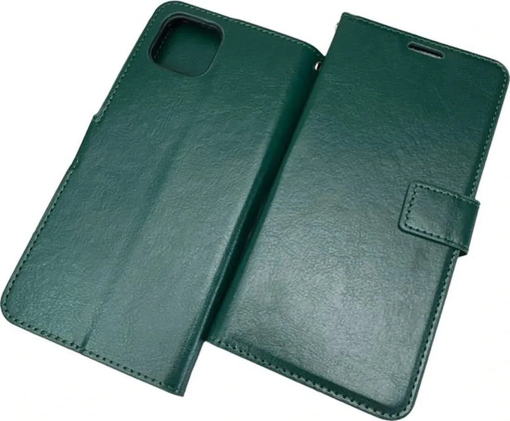 Oppo A73 5G Hoesjes – Bookcase Portemonnee Hoes – Magneetsluiting – Inclusief 2x Screenprotector – Groen-Ilumina Benelux