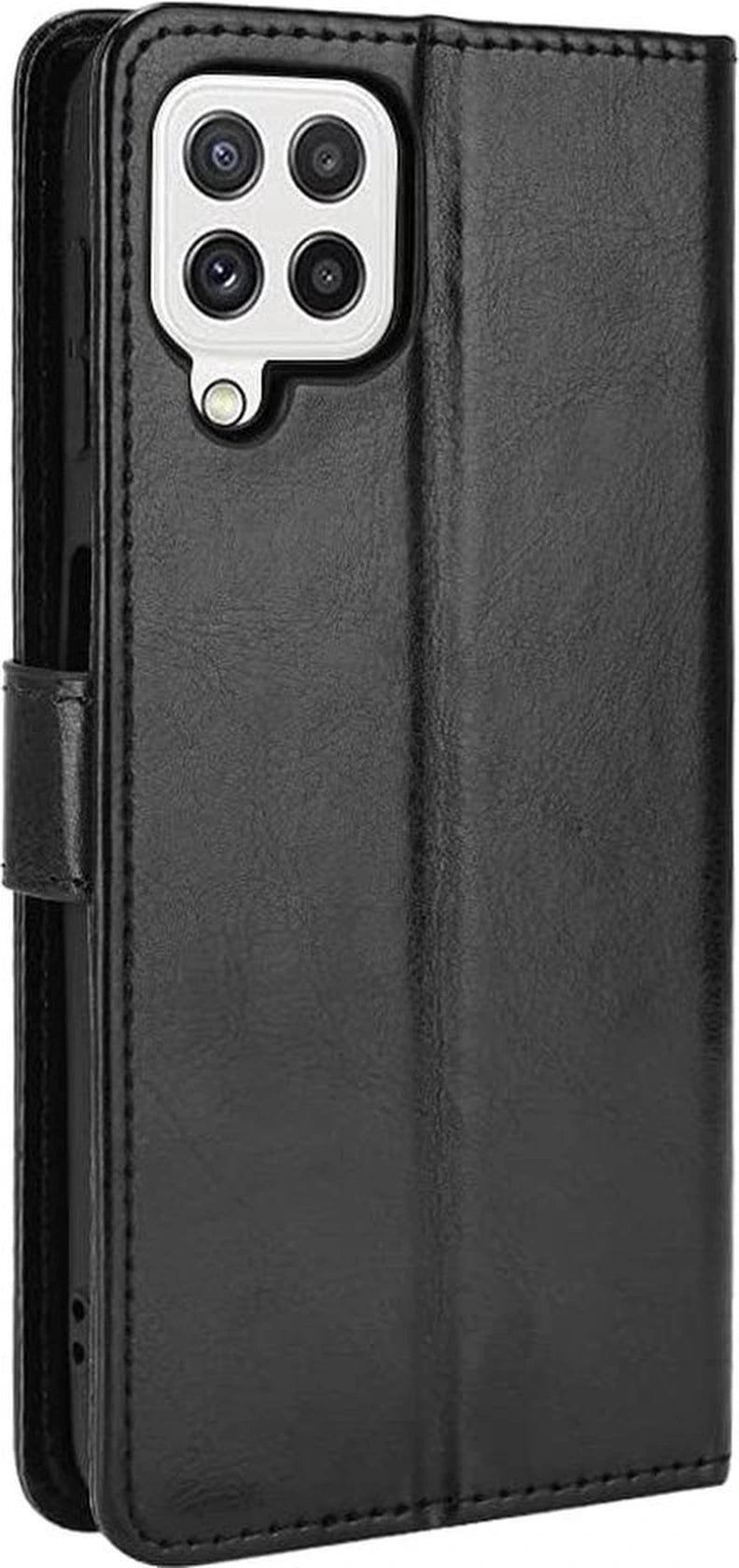 Samsung Galaxy A22 4G Hoesjes – Portemonnee Bookcase – Magneetsluiting – 2x Gehard Glas Screenprotector – Zwart