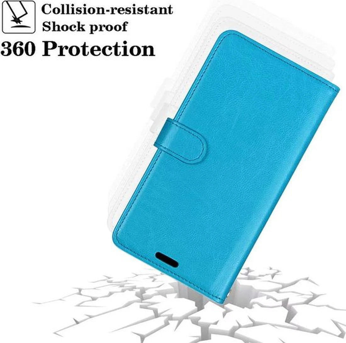 Samsung Galaxy A22 4G Hoesjes – Portemonnee Bookcase – Magneetsluiting – Inclusief Gehard Glas Screenprotector – Turquoise