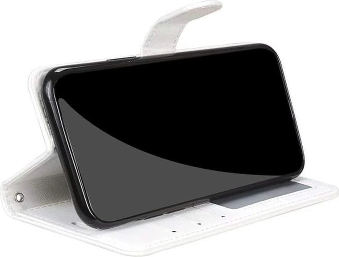 Samsung Galaxy A22 4G Hoesjes – Portemonnee Bookcase – Pasjeshouder – 1x Gehard Glas Screenprotector – Wit