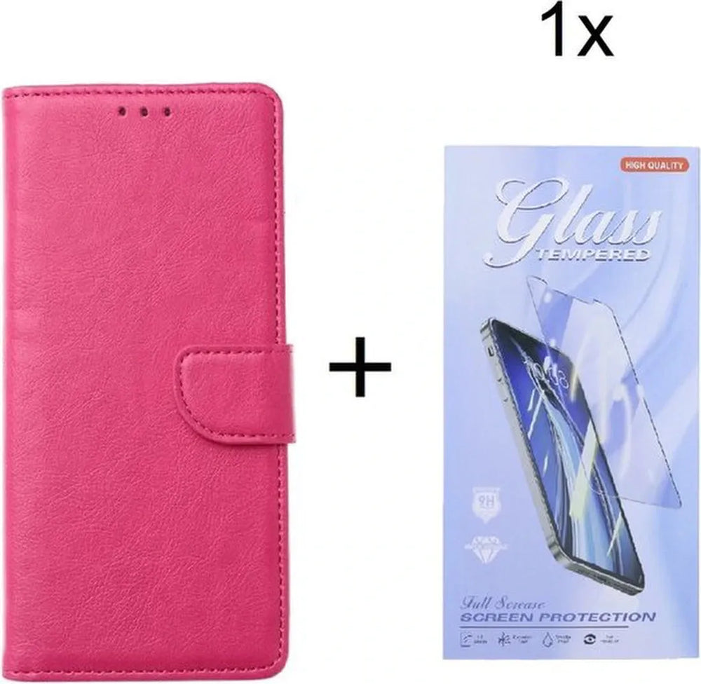 OnePlus Nord N10 Hoesjes – Bookcase Portemonnee Hoes – Magneetsluiting – Inclusief Screenprotector – Roze-Ilumina Benelux