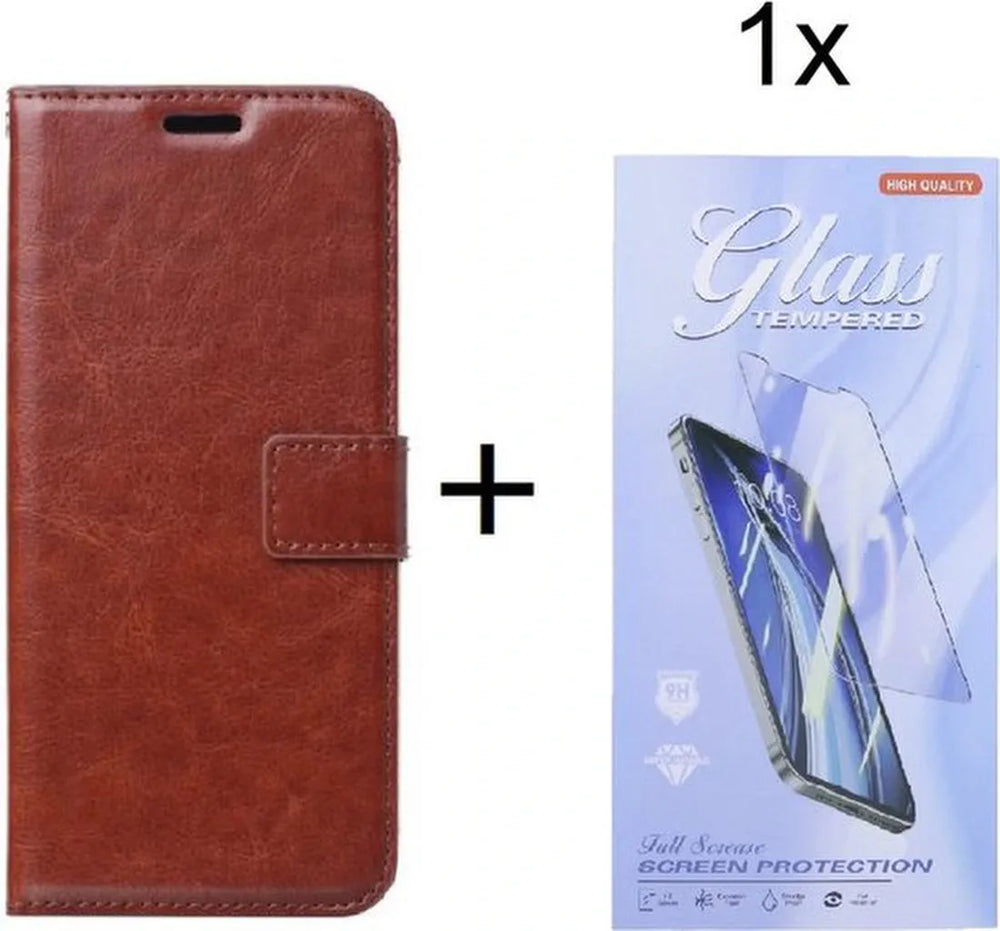 Motorola Moto G9 Power Hoesjes – Bookcase Portemonneehoes – Magneetsluiting – Inclusief Screenprotector – Bruin-Ilumina Benelux
