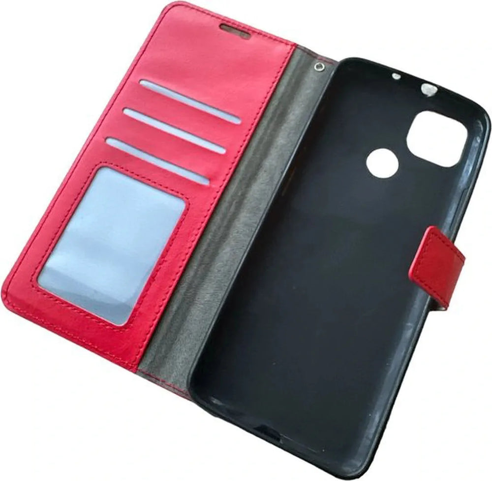 Motorola Moto G9 Power Hoesjes – Portemonnee Hoes – Pasjeshouder – Magneetsluiting – Rood-Ilumina Benelux