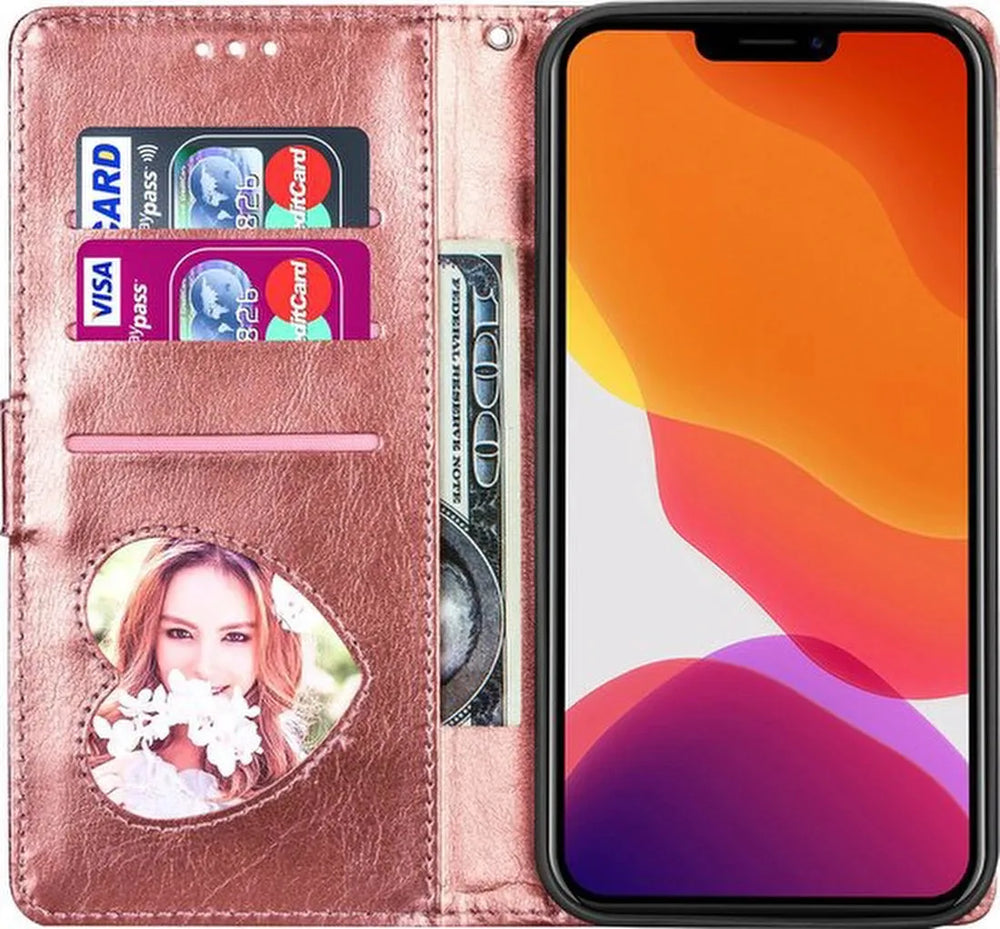 iPhone 13 Pro Max Hoesjes – Glitter Portemonnee Case – Rits & Koord – Pasjeshouder – Roségoud-Ilumina Benelux