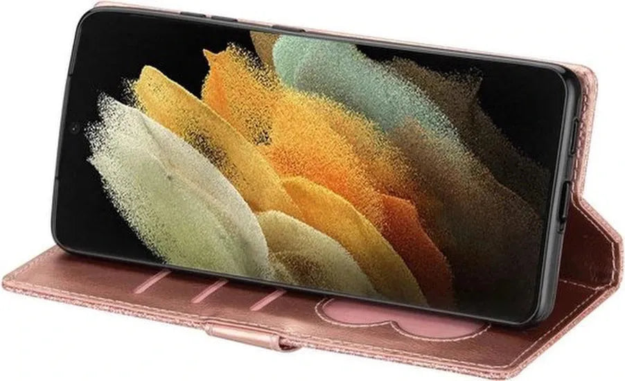 Samsung Galaxy A23 Hoesjes – Glitter Portemonnee Case – Rits & Koord – Pasjeshouder – Roségoud-Ilumina Benelux