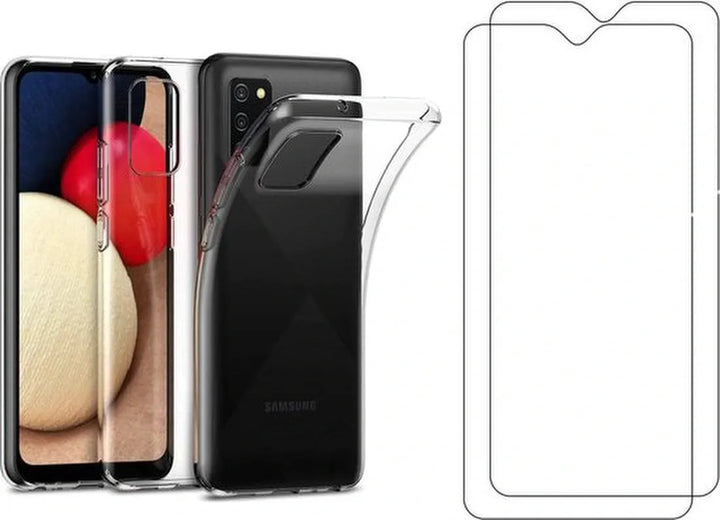 Samsung Galaxy A03s Hoesjes – Siliconen Backcover – Transparant – Inclusief 2x Screenprotector – Anti-kras Gehard Glas-Ilumina Benelux
