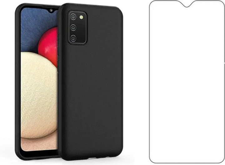 Samsung Galaxy A03s Hoesjes – Siliconen Backcover – Soft Touch – Inclusief Screenprotector – Zwart-Ilumina Benelux