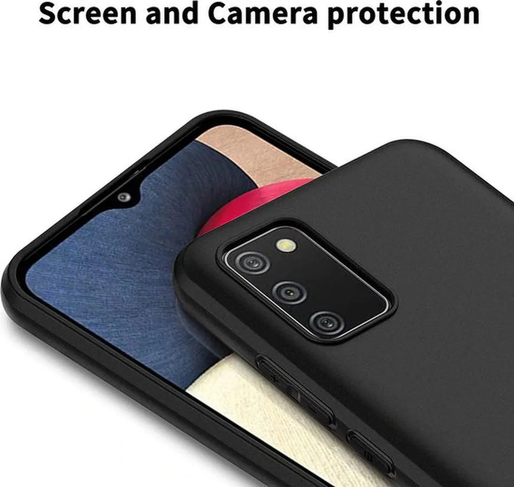 Samsung Galaxy A03s Hoesjes – Siliconen Backcover – Soft Touch – Zwart + 3x Screenprotector – Gehard Glas – Anti Kras – Transparant-Ilumina Benelux