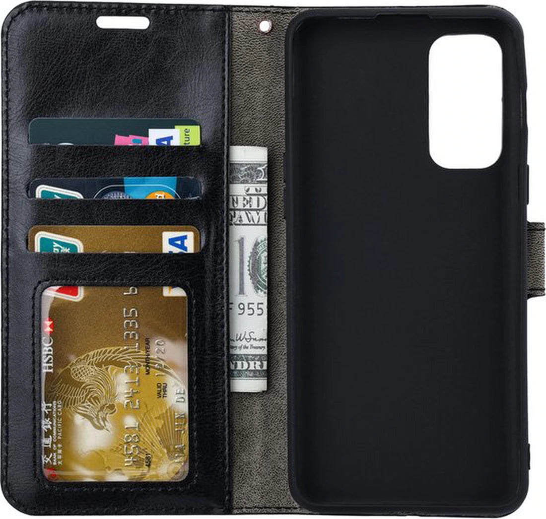 Bookcase Geschikt voor: Samsung Galaxy A33 5G Zwart - Portemonnee hoesje met 1x Glas Screenprotector