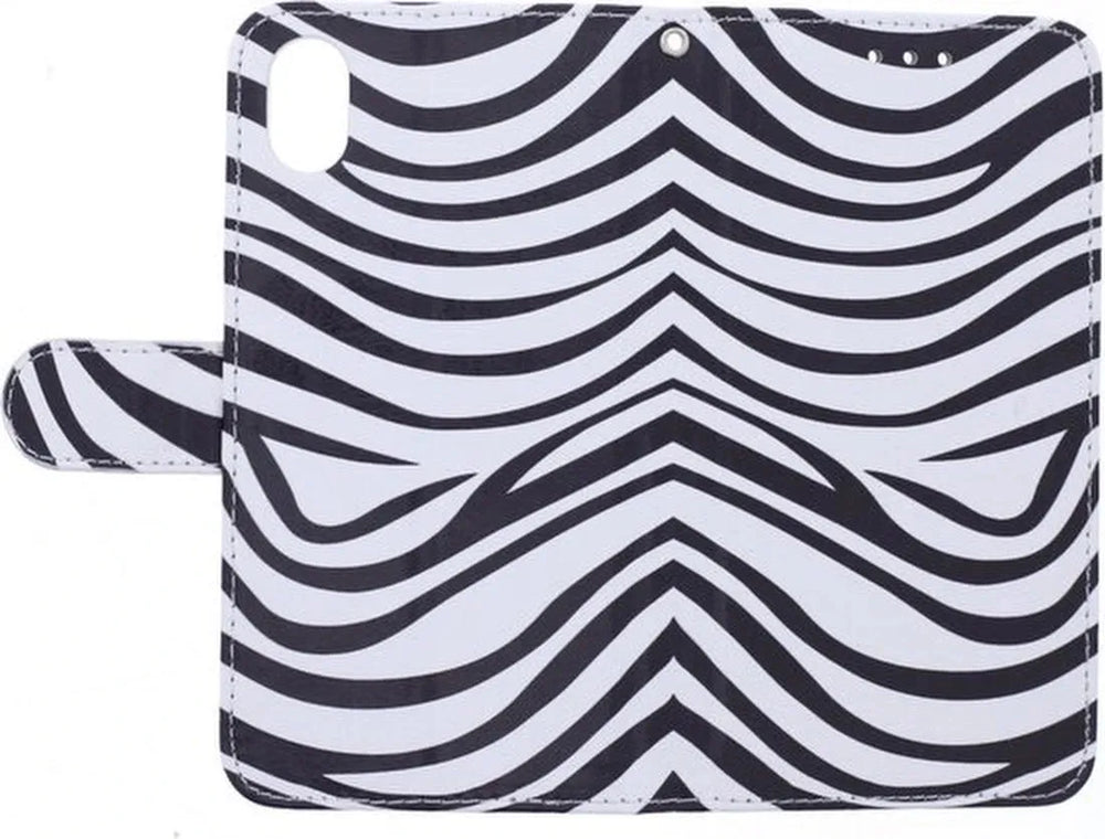 iPhone XS Hoesjes – Bookcase Portemonnee Hoes – Pasjeshouder – Magneetsluiting – Zebra Print-Ilumina Benelux