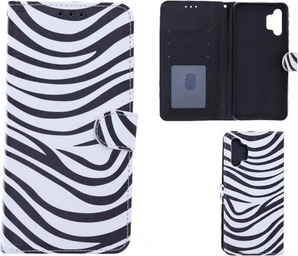 Samsung Galaxy A32 5G Hoesjes – Portemonnee Bookcase – Pasjeshouder – Magneetsluiting – Zebra Print-Ilumina Benelux