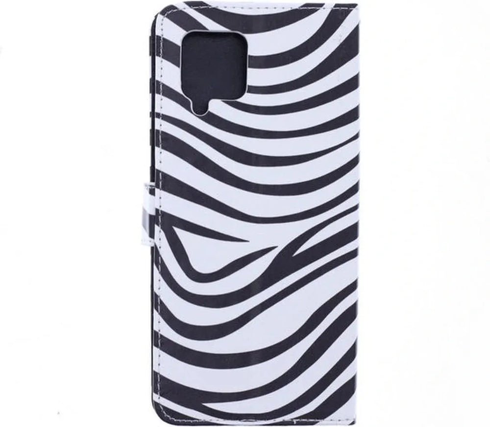 Samsung Galaxy A12 Hoesjes – Portemonnee Hoes – Zebra Design – Pasjeshouder – Inclusief 2x Gehard Glas Screenprotector – Zwart/Wit-Ilumina Benelux