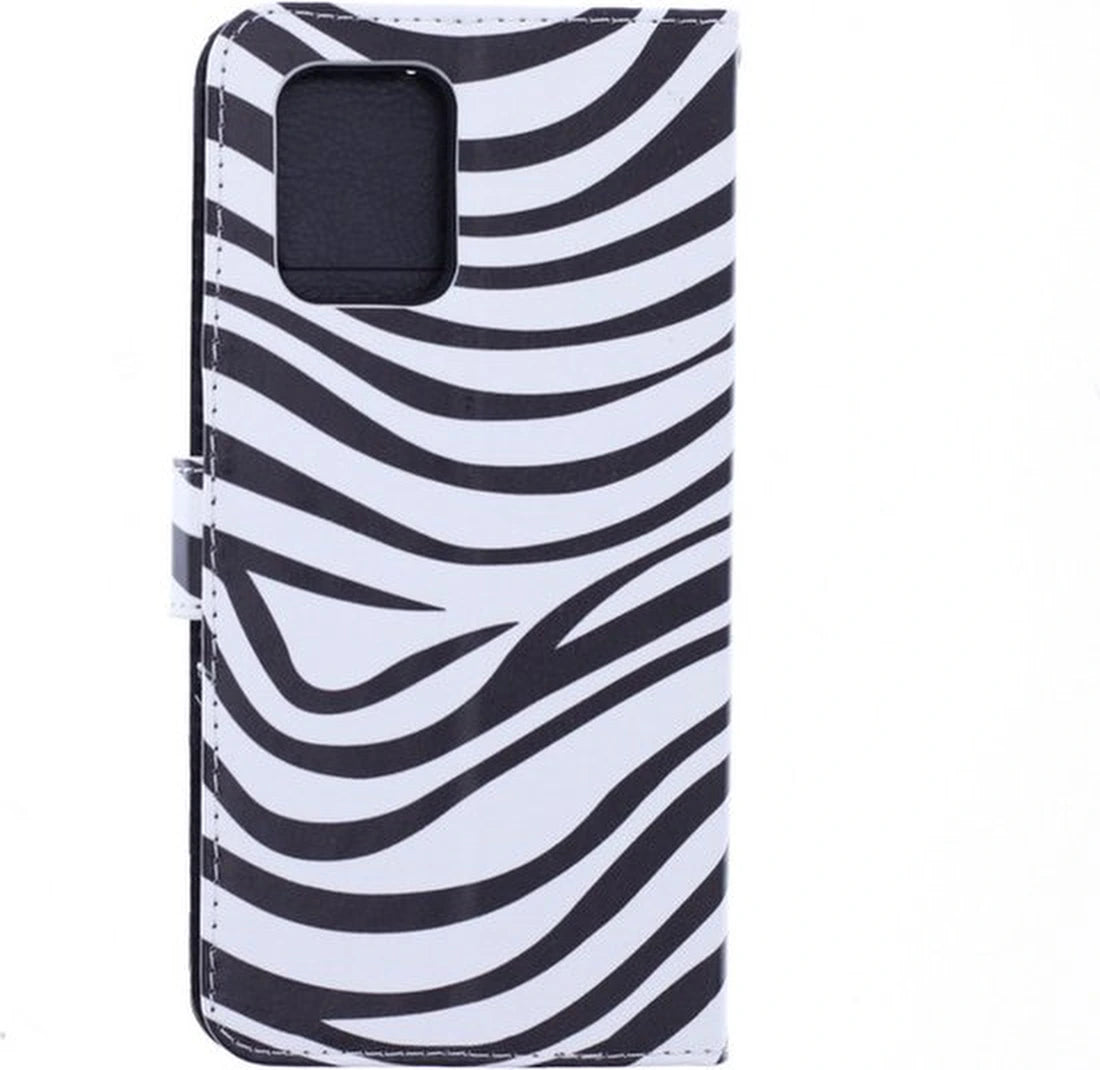 Samsung Galaxy A71 Hoesjes – Portemonnee Hoes – Zebra Print – Pasjeshouder – Met 2x Gehard Glas Screenprotector – Zwart/Wit