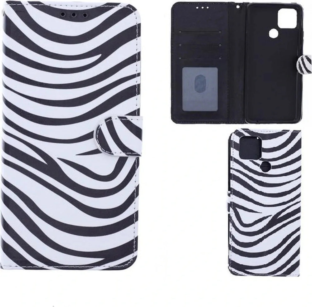 Oppo A15 Hoesjes – Portemonnee Hoes – Pasjeshouder – Zebra Print-Ilumina Benelux