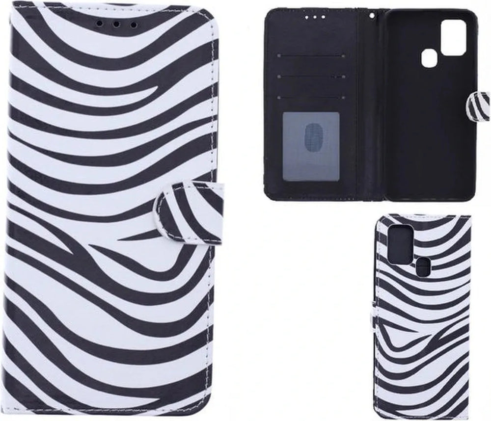Oppo A53/A53s Hoesjes – Bookcase Portemonnee Hoes – Zebra Print – Pasjeshouder-Ilumina Benelux