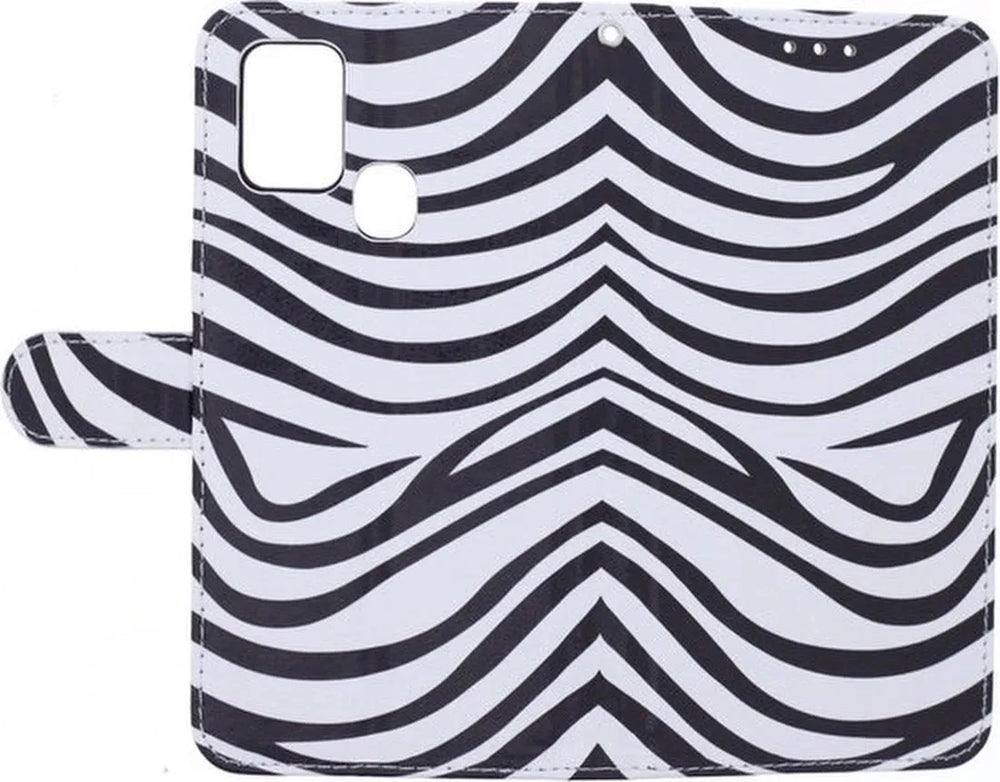 Oppo A53/A53s Hoesjes – Portemonnee Bookcase – Zebra Print – Magneetsluiting – Inclusief 2x Screenprotector-Ilumina Benelux