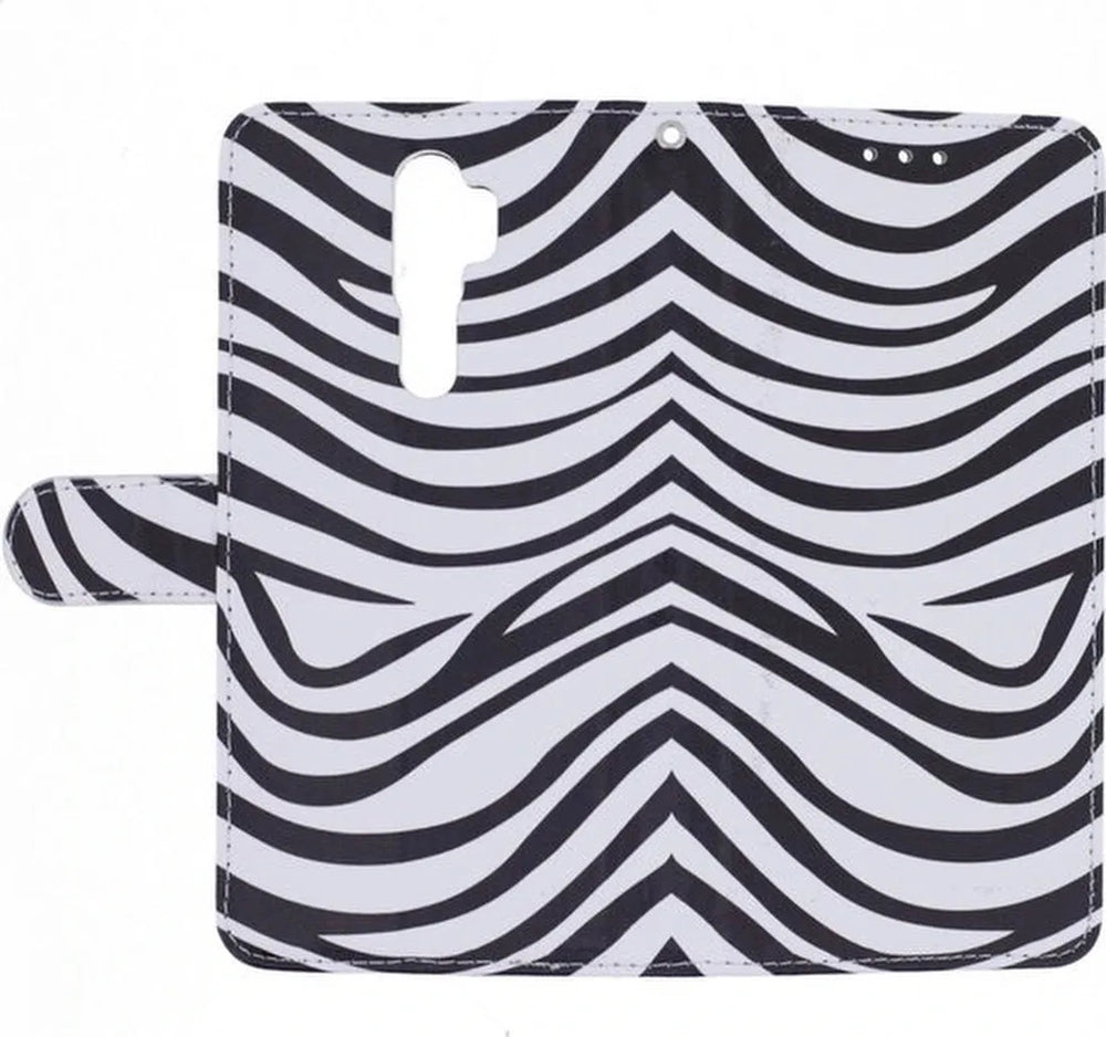 Oppo A5 2020 Hoesjes – Oppo A9 2020 – Bookcase Portemonneehoes – Magneetsluiting – Zebra Print-Ilumina Benelux