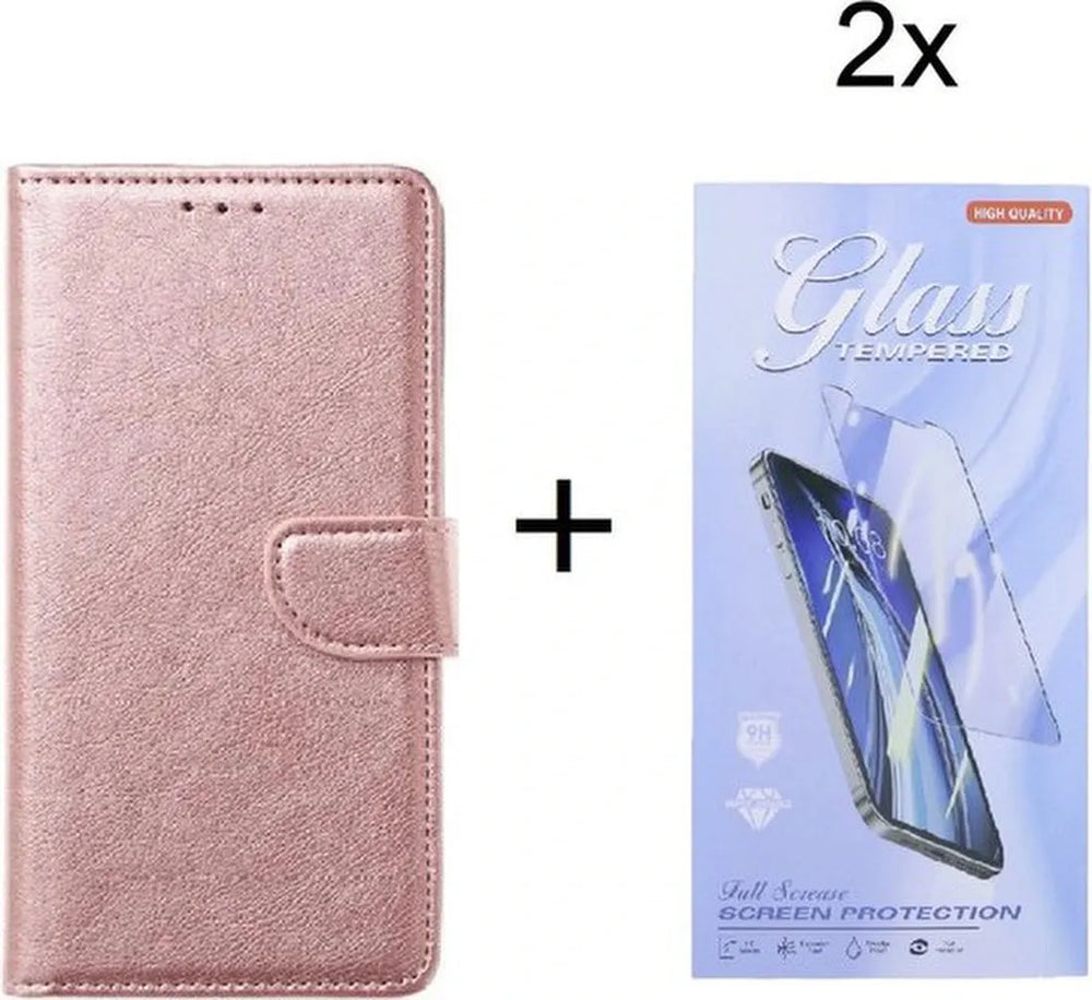 Oppo A96 Hoesjes – Portemonnee Bookcase – Magneetsluiting – Inclusief 2x Screenprotector – Roségoud-Ilumina Benelux