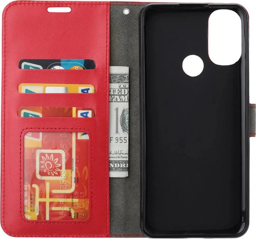 Motorola Moto G71 5G Hoesjes – Bookcase Portemonnee – Magneetsluiting – Inclusief Screenprotector – Rood-Ilumina Benelux