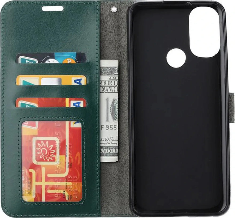Motorola Moto G71 5G Hoesjes – Portemonnee Hoes – Pasjeshouder – Inclusief Screenprotector – Groen-Ilumina Benelux