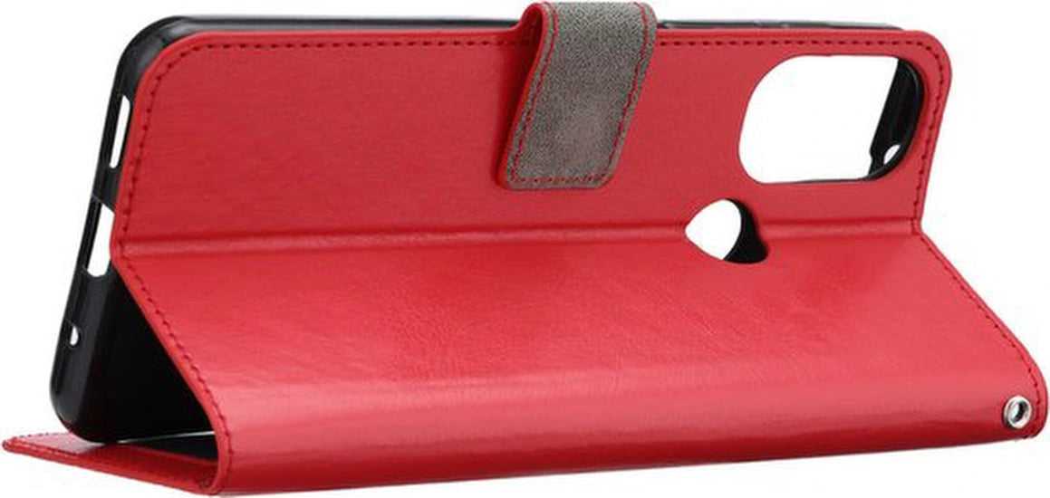 Motorola Moto G51 5G Hoesjes – Portemonnee Hoes – Pasjeshouder – Magneetsluiting – Rood