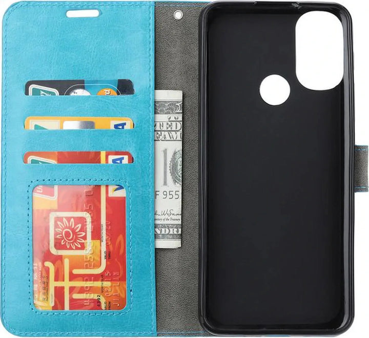 Motorola Moto G31/G41 Hoesjes – Portemonnee Hoes – Magneetsluiting – Pasjeshouder – Turquoise-Ilumina Benelux