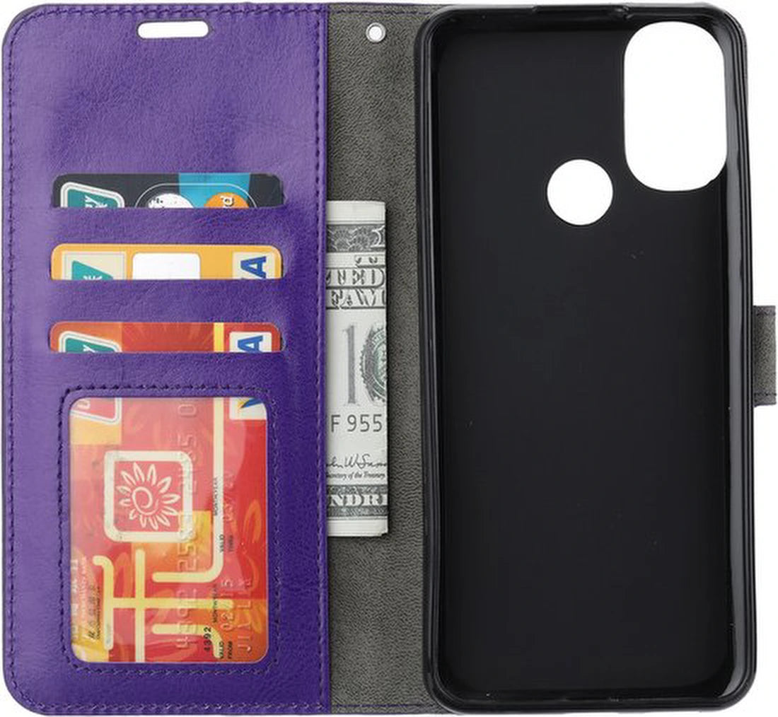 Motorola Moto G31/G41 Hoesjes – Portemonnee Bookcase – Pasjeshouder – 2x Screenprotector – Paars